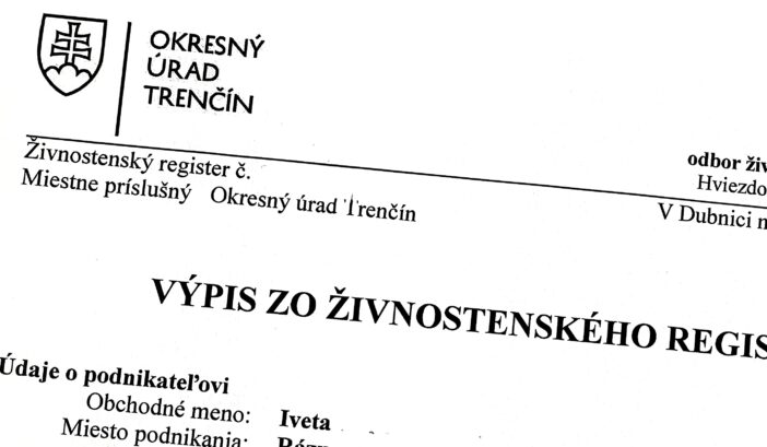 Výpis zo živnostenského registra - Firmáreň